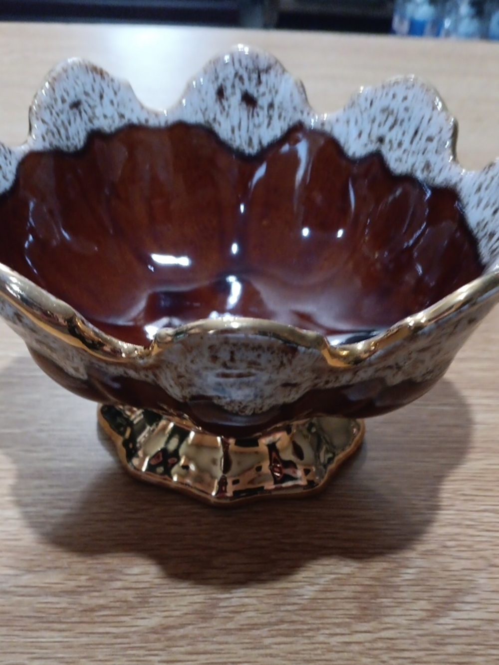 Vintage Gold And Brown Ceramic Bowl - Picture 2 of 10